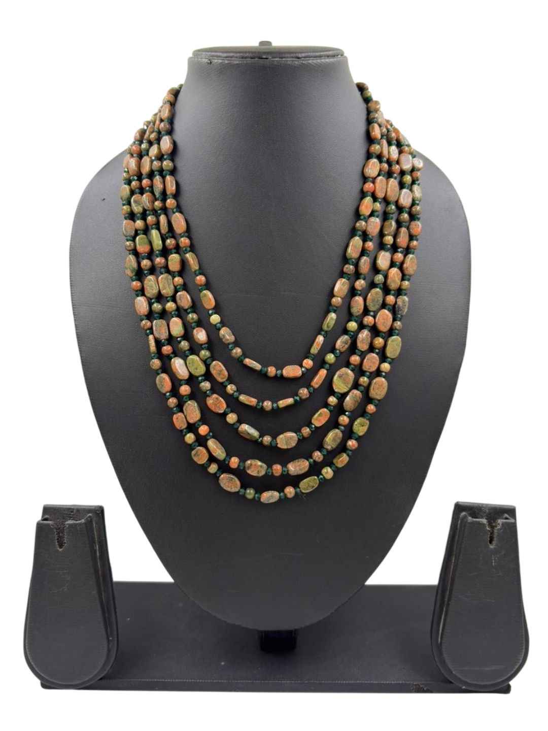 Multi Strand Semi Precious Natural Jasper Beaded Necklace - Earthy Colour Gemstone Jewellery