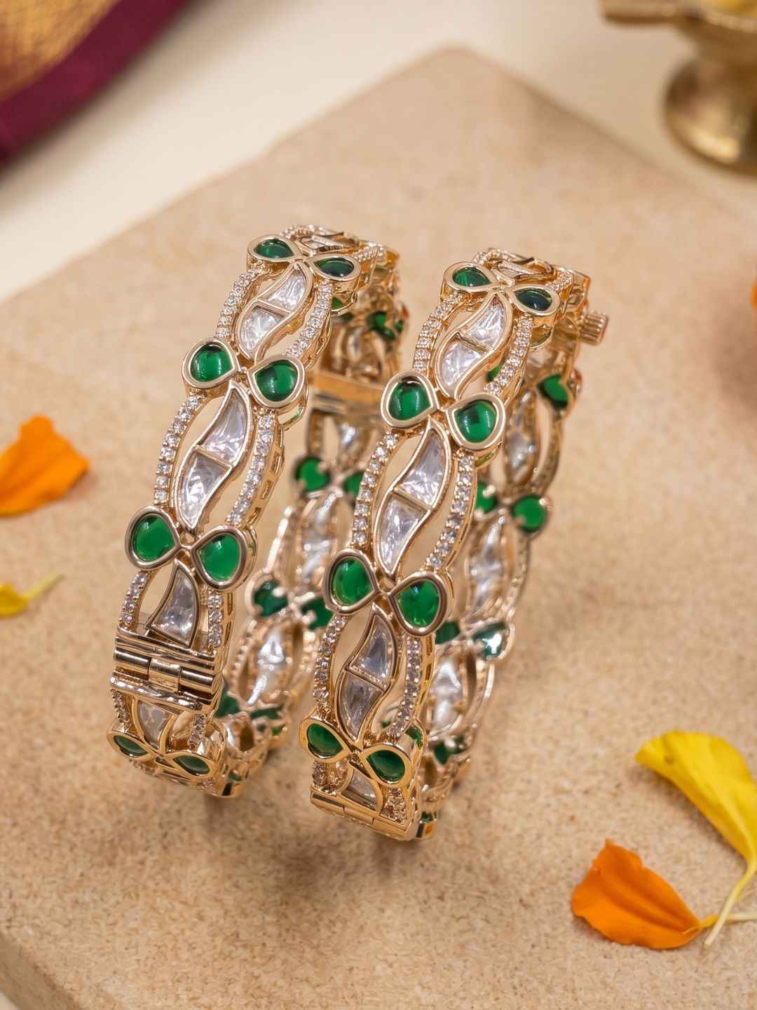 Elegant Gold Plated Openable Kundan Kada Bangles For Women  | Ethnic And Traditional Bangles