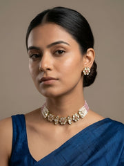 Modern Kundan And Pearl Choker Necklace Set | Contemporary Indian Choker Jewelry