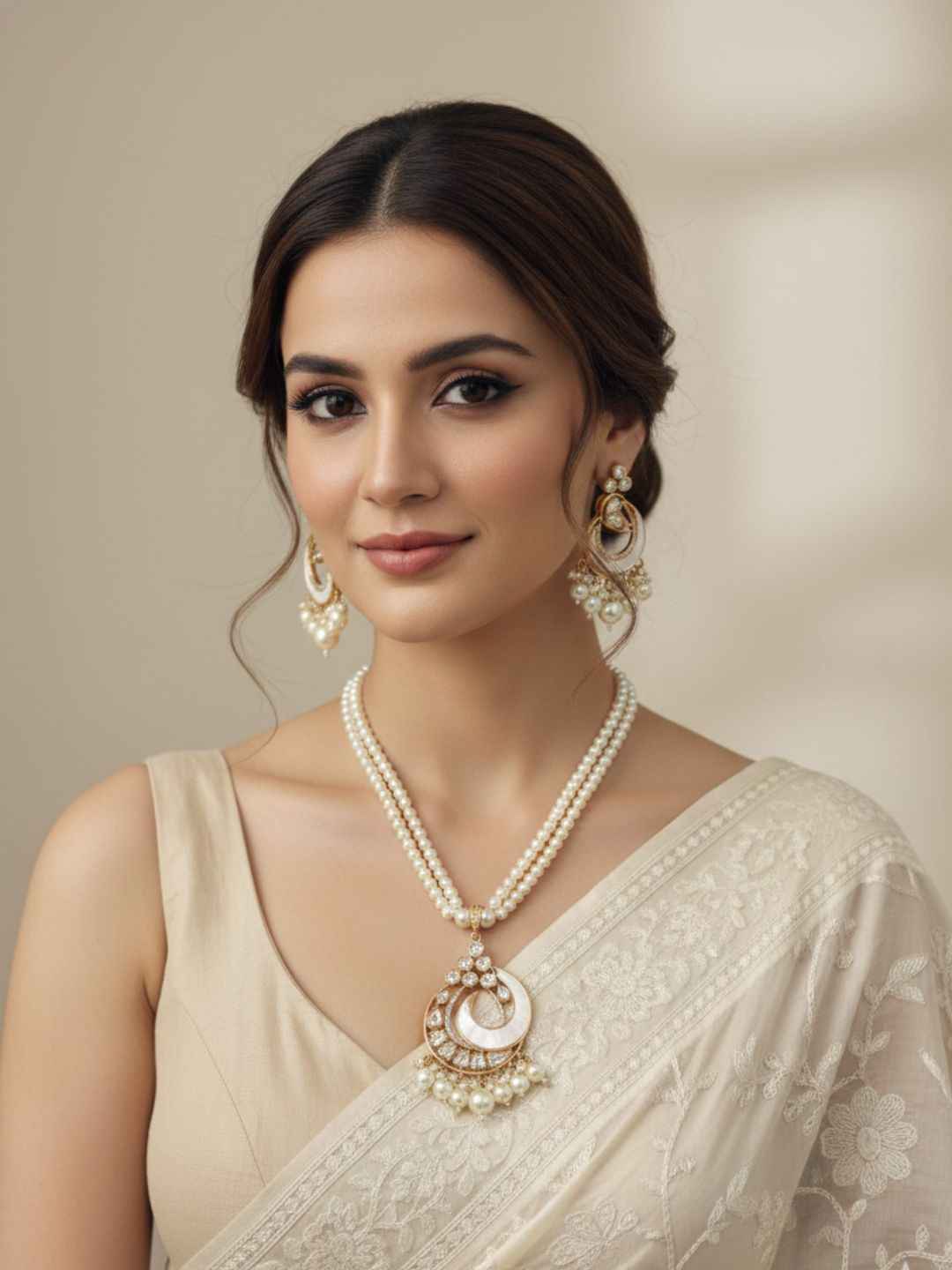 Elegant Kundan & Mother Of Pearl Necklace Set For Women - Wedding & Festive Wear Jewellery Set