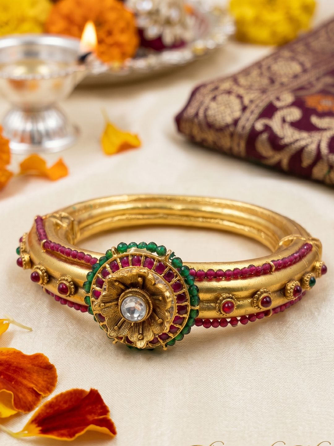 Gold Plated Golden Kada Bracelet For Women | Ethnic And Traditional Wear