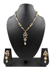 Elegant Rose Gold Finish Polki Necklace Set For Women - Indo Western Modern Jewellery Set