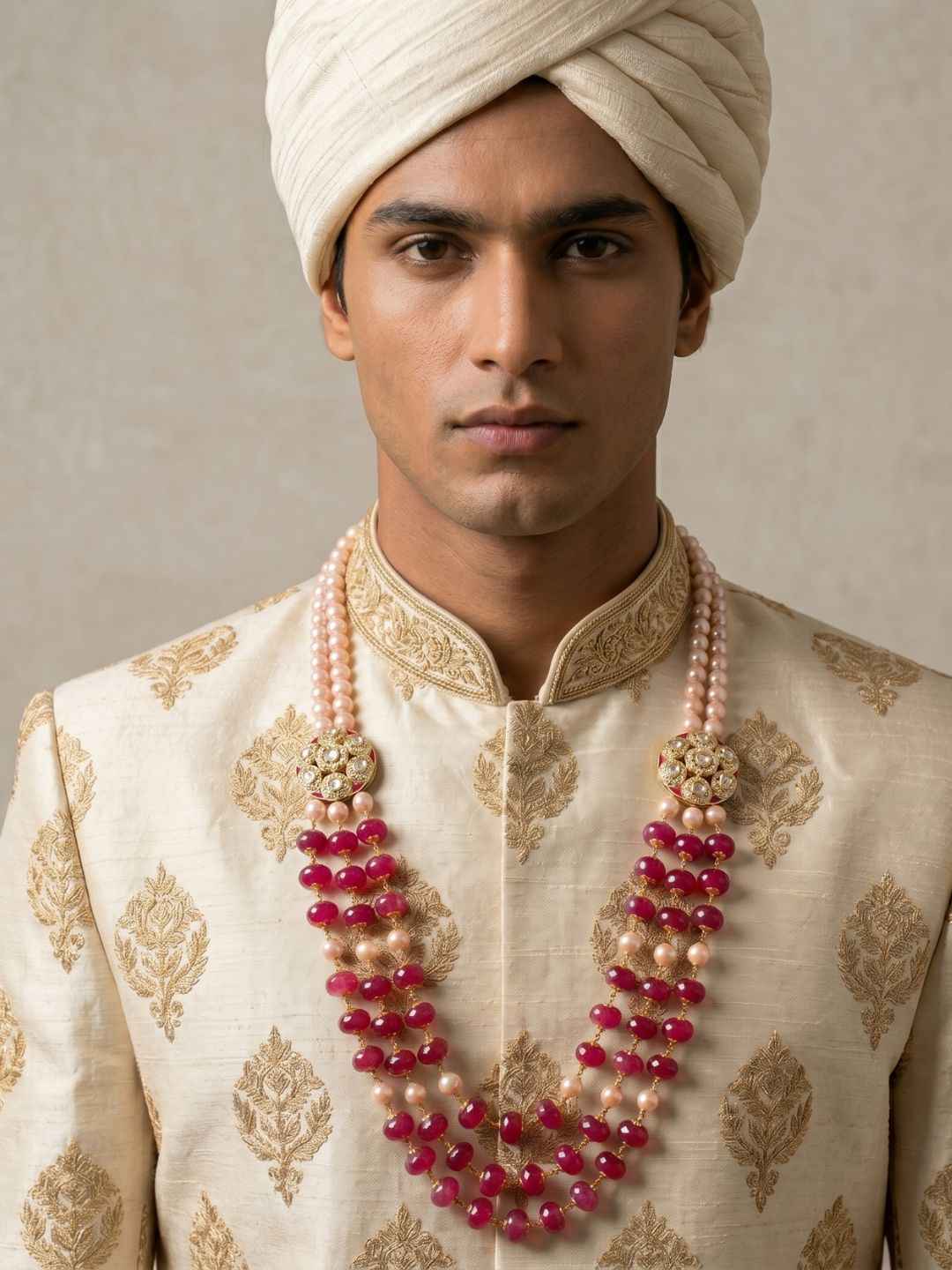 Designer Layered Beaded Dulha Sherwani Mala For Grooms | Grooms Jewellery For Sherwani