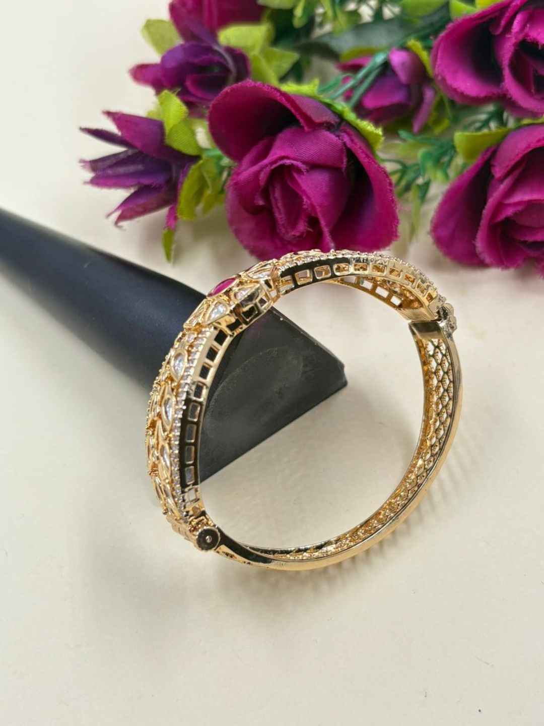 Elegant Next To Real Party Wear Kundan Kada Bracelet For Women