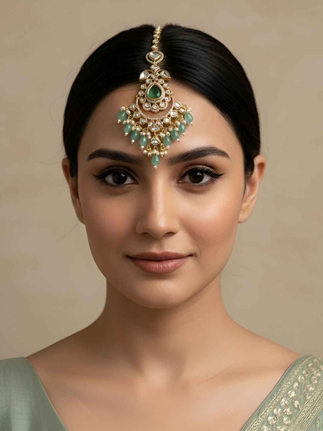 Traditional Big Kundan Pearl Maang Tikka For Women | Bridal Wedding Forehead Jewelry