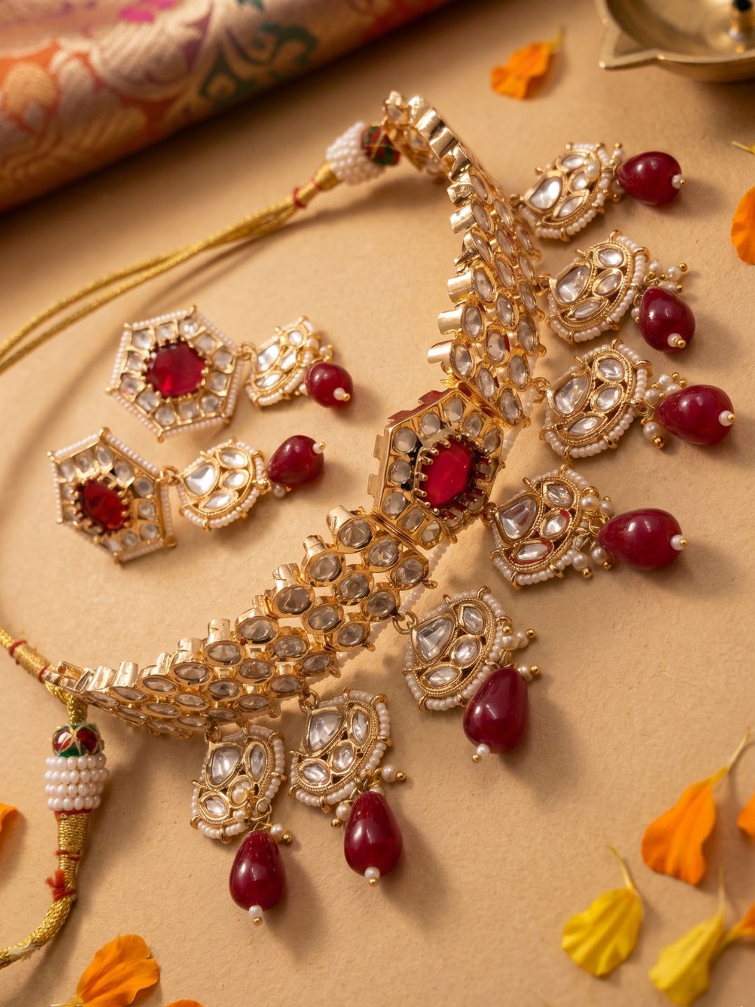 Modern Look Polki Kundan Choker Necklace Set For Engagements And Weddings