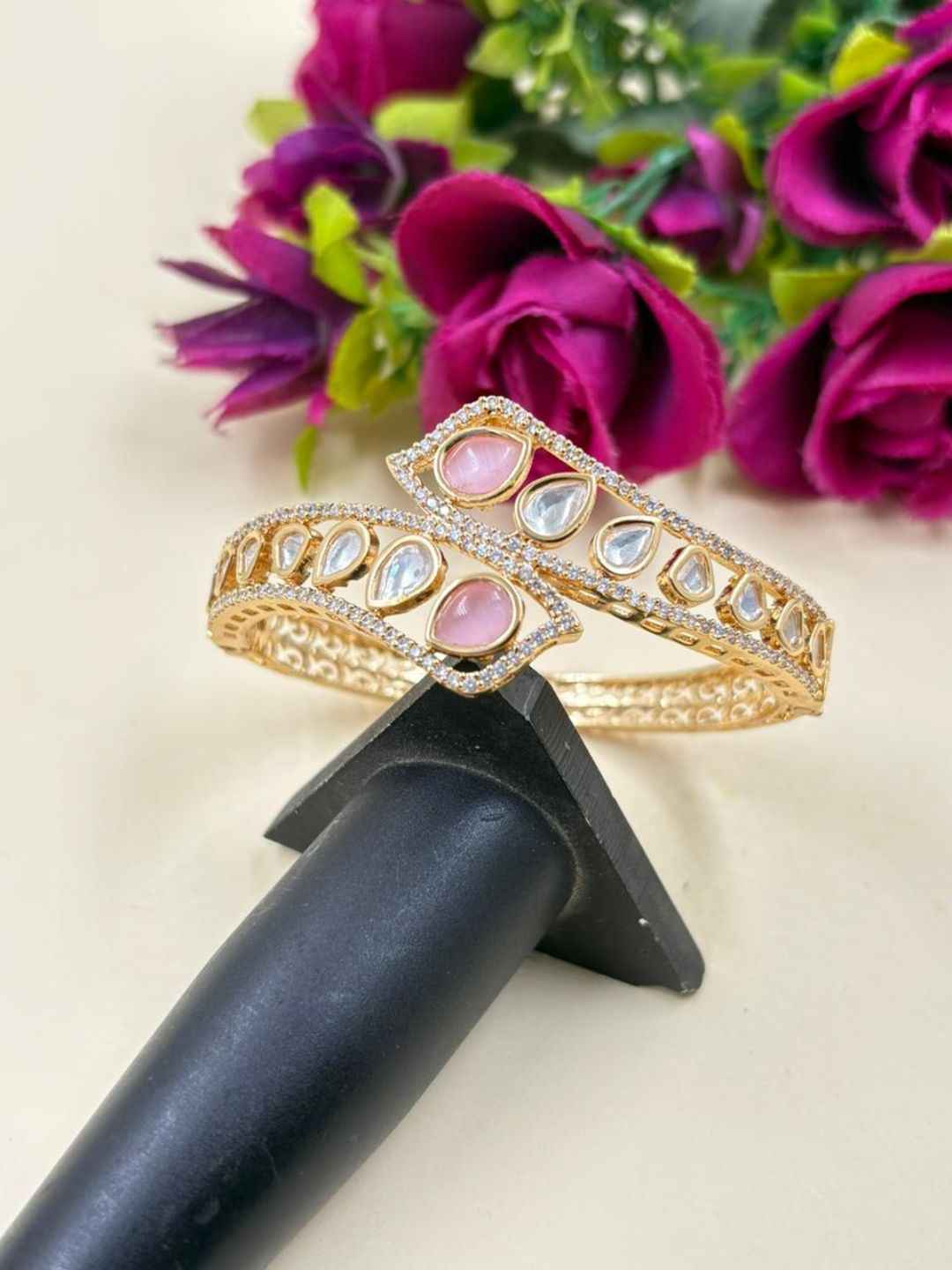 Designer Next To Real Kundan Bracelet For Women - Wedding & Party Wear Bracelet