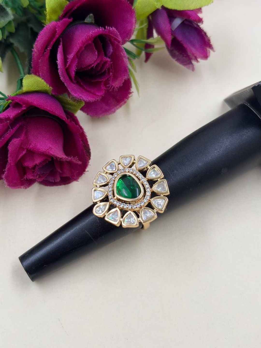 Elegant Adjustable Uncut Polki Kundan Ring For Women | Ethnic And Traditional Ring