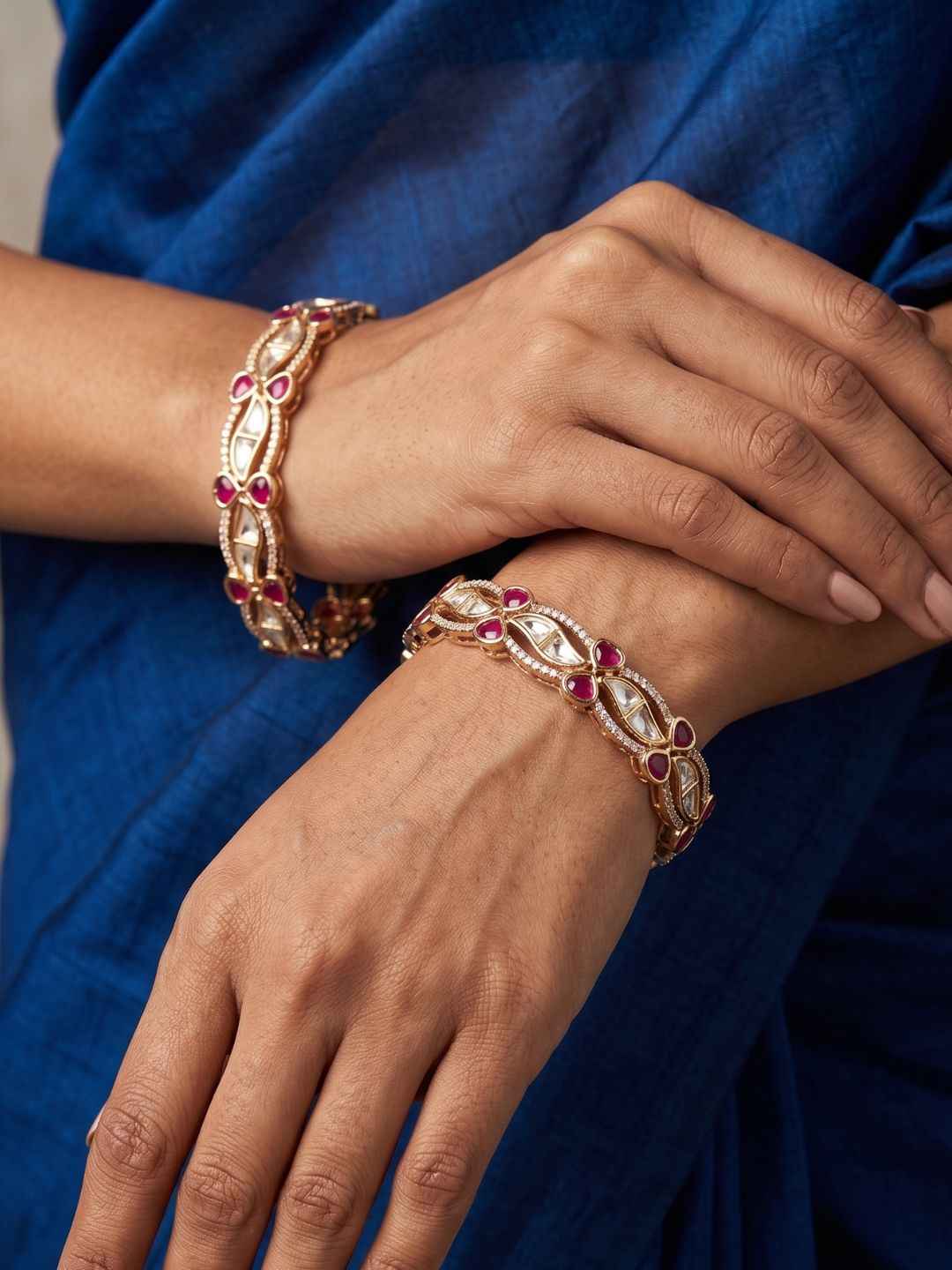Elegant Gold Plated Openable Kundan Kada Bangles For Women  | Ethnic And Traditional Bangles