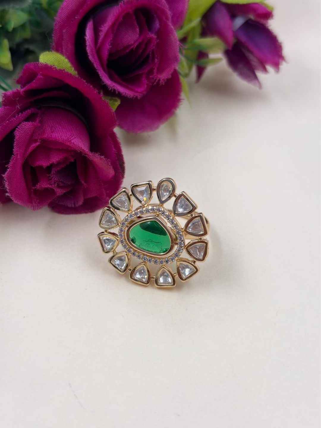 Elegant Adjustable Uncut Polki Kundan Ring For Women | Ethnic And Traditional Ring
