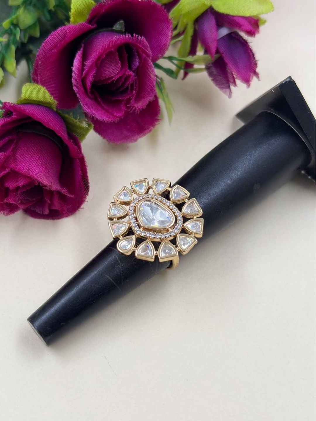 Elegant Adjustable Uncut Polki Kundan Ring For Women | Ethnic And Traditional Ring