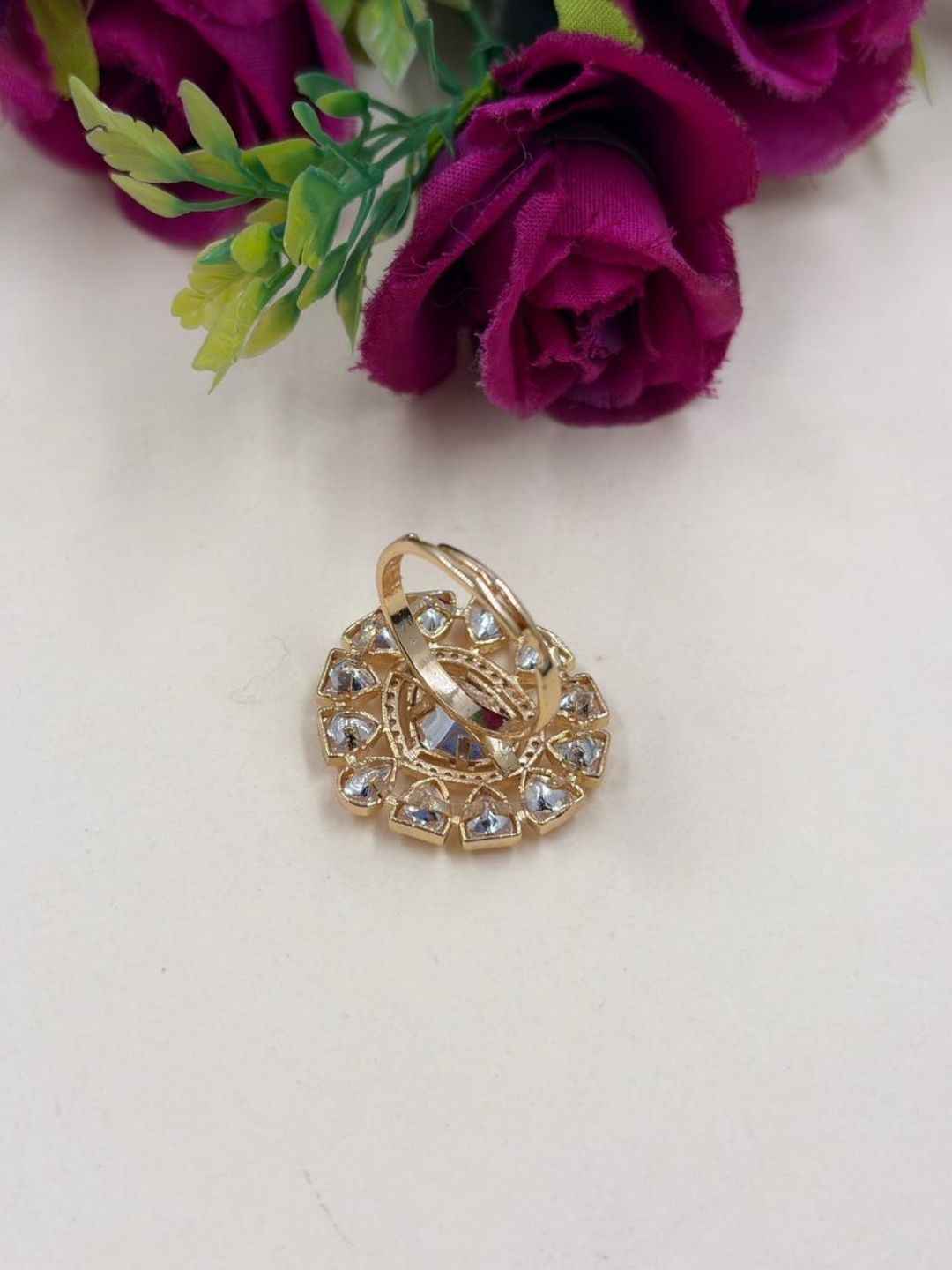 Elegant Adjustable Uncut Polki Kundan Ring For Women | Ethnic And Traditional Ring