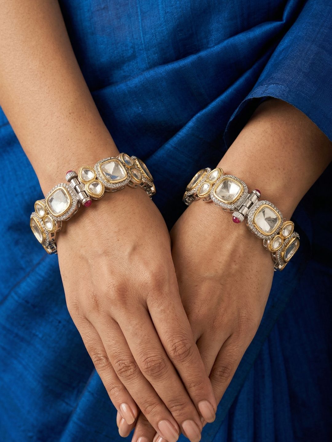 Luxury Victorian Uncut Polki Kundan Bangles For Weddings And Parties 