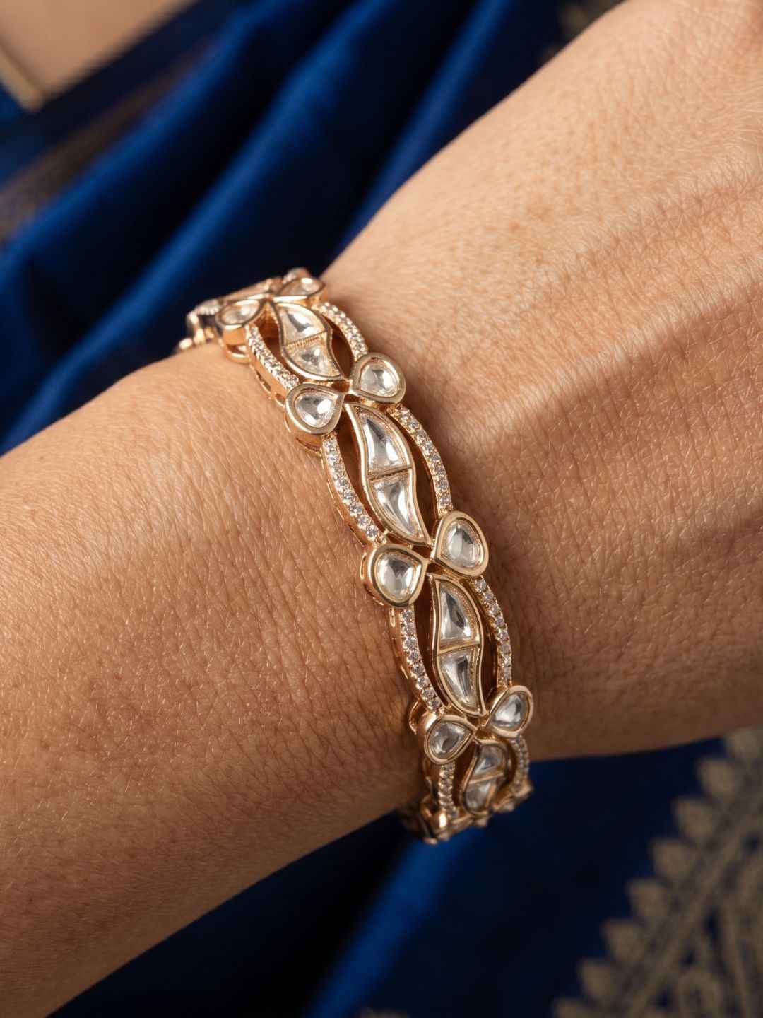 Elegant Gold Plated Openable Kundan Kada Bangles For Women  | Ethnic And Traditional Bangles