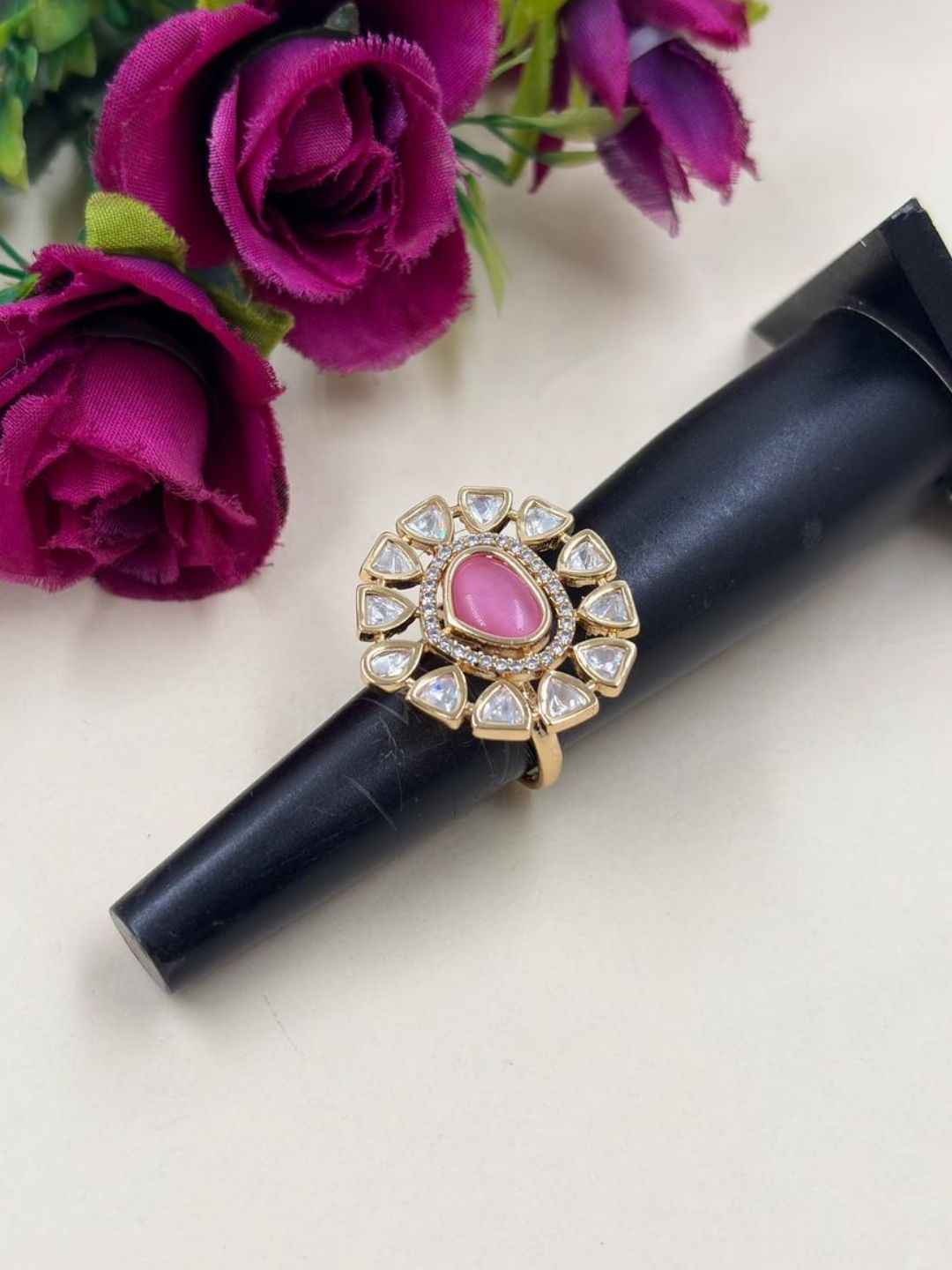 Elegant Adjustable Uncut Polki Kundan Ring For Women | Ethnic And Traditional Ring