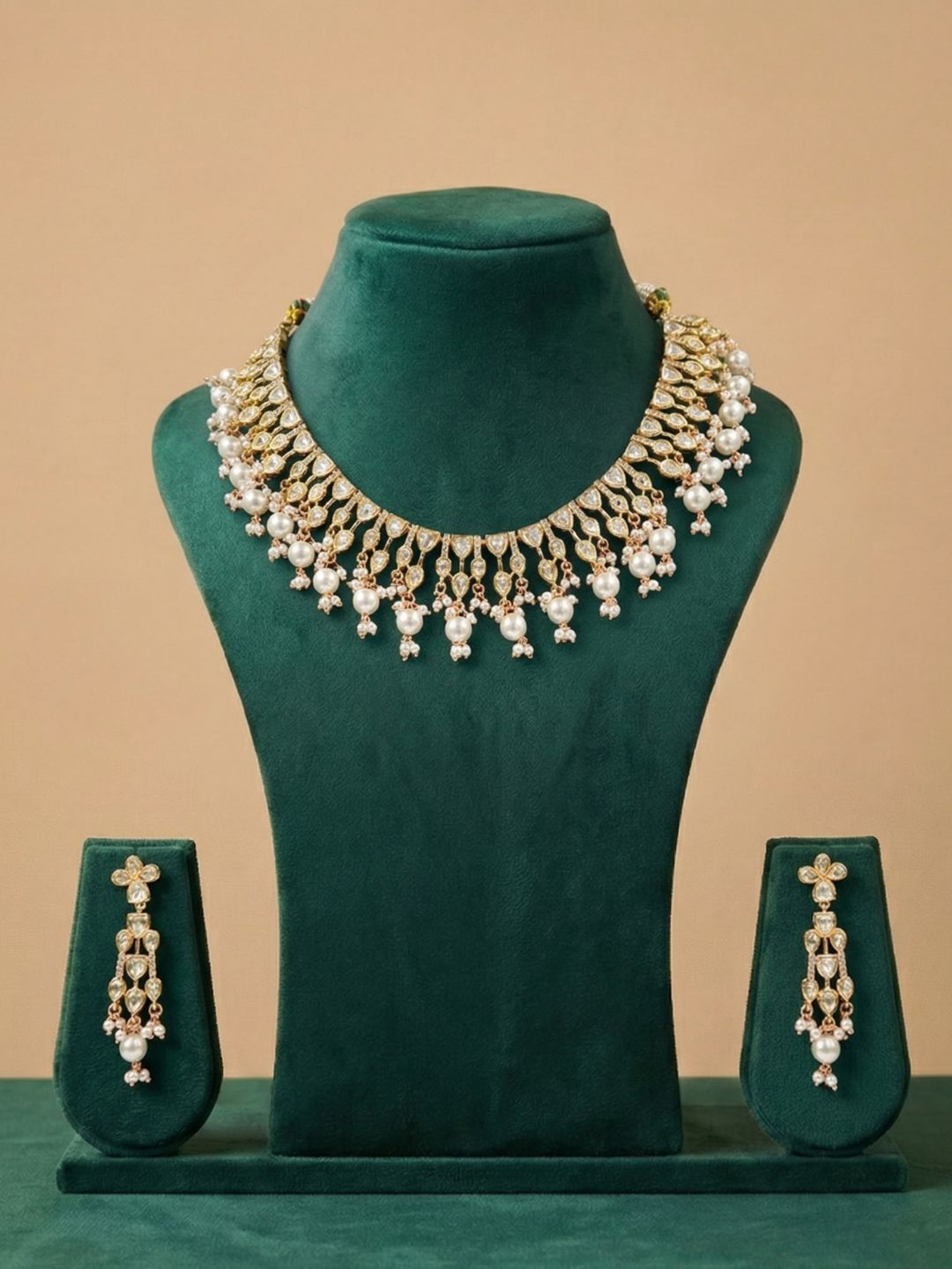 Elegant Gold Plated Polki Kundan Necklace Set For Weddings And Parties