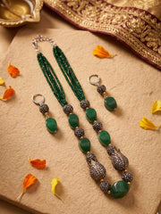 Designer Handcrafted Green Jade Beads NecklaceSet  | Green Beads Mala