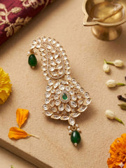 Handcrafted Kundan Polki green Kalangi for Groom | Elegant Wedding Safa Ornament