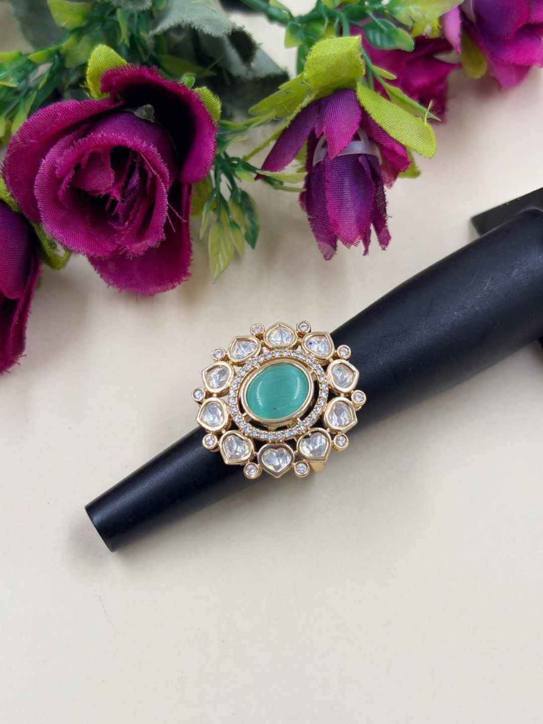Elegant Polki Kundan Statement Adjustable Ring for Women | Ethnic Kundan Rings | Weddings & Festive Wear