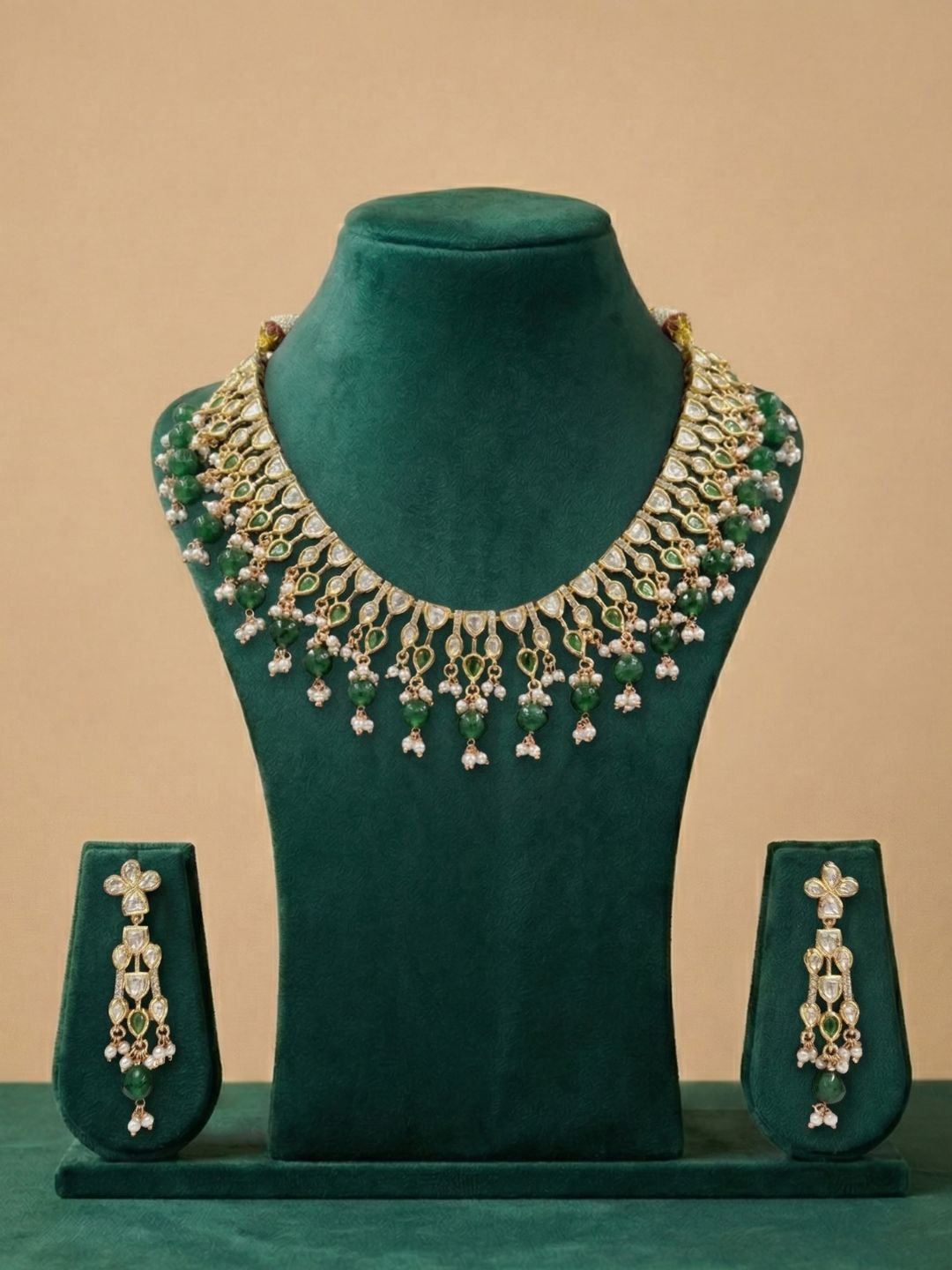 Elegant Gold Plated Polki Kundan Necklace Set For Weddings And Parties