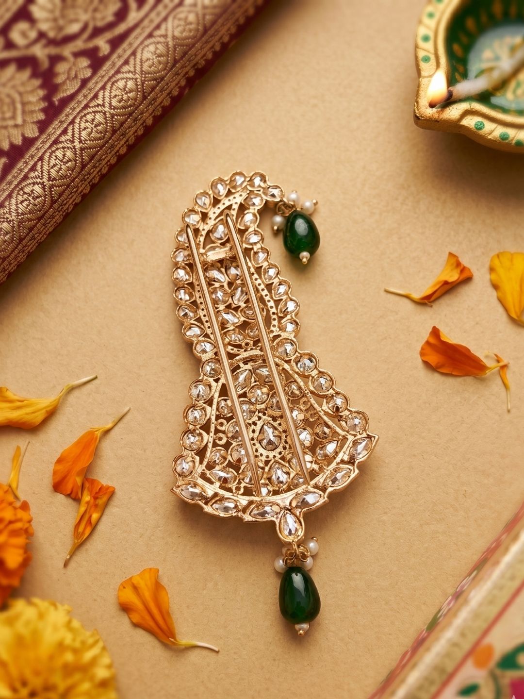 Handcrafted Kundan Polki Kalangi for Groom | Elegant Wedding Safa Ornament
