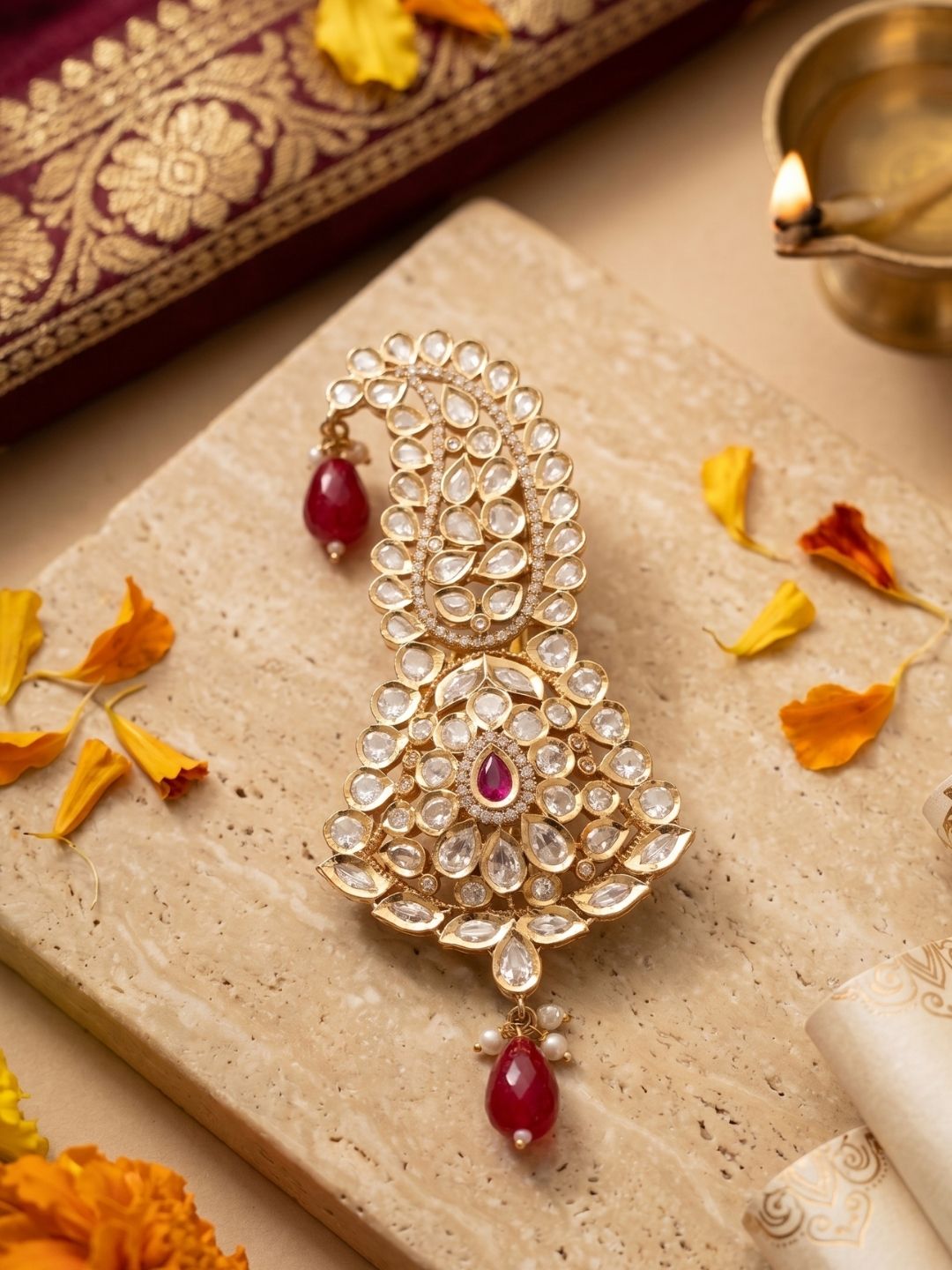 Handcrafted Kundan Polki Kalangi for Groom | Elegant Wedding Safa Ornament