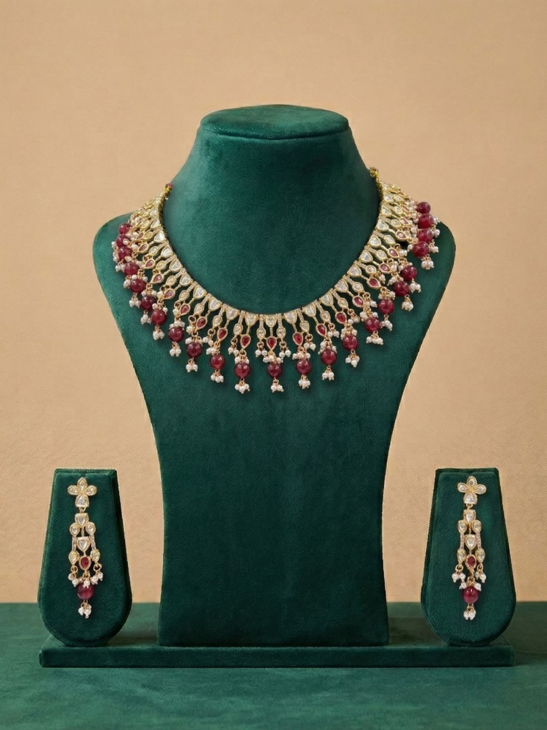 Elegant Gold Plated Polki Kundan Necklace Set For Weddings And Parties