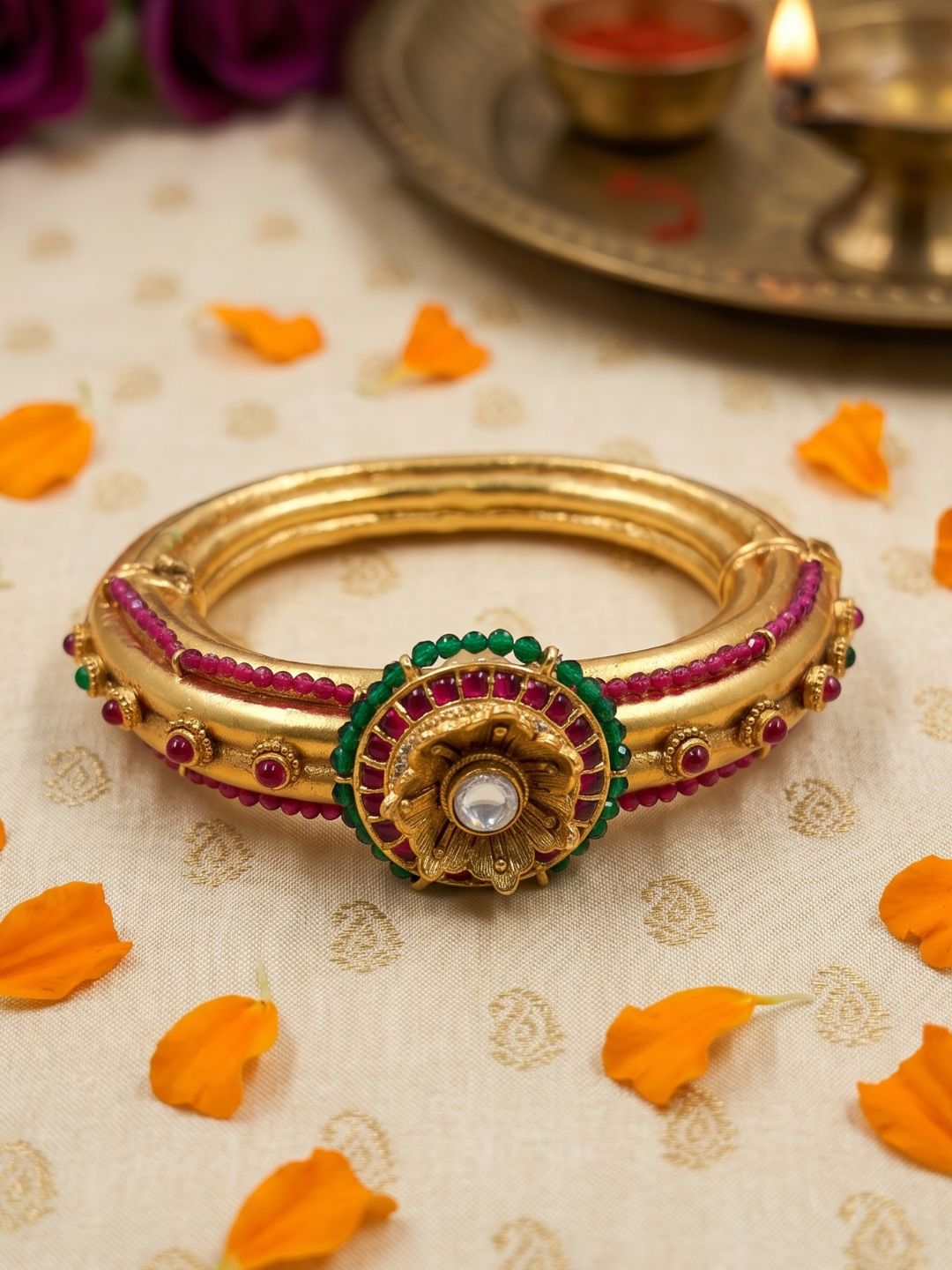 Gold Plated Golden Kada Bracelet For Women | Ethnic And Traditional Wear