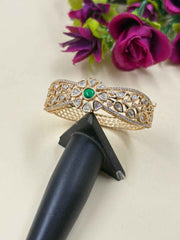 Elegant Next To Real Party Wear green Kundan Kada Bracelet For Women