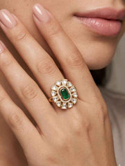 Statement Polki Kundan Ring for Women | Traditional Gold Plated Ethnic Ring | Wedding And Festive Wear
