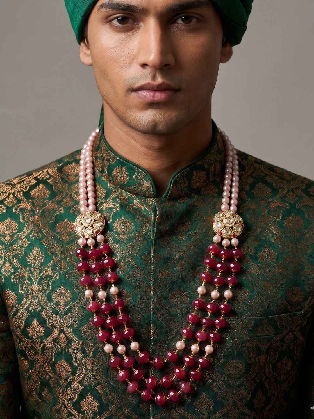 Designer Layered Beaded Dulha Sherwani Mala For Grooms | Grooms Jewellery For Sherwani