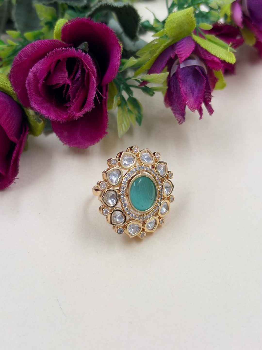 Elegant Polki Kundan Statement Adjustable Ring for Women | Ethnic Kundan Rings | Weddings & Festive Wear