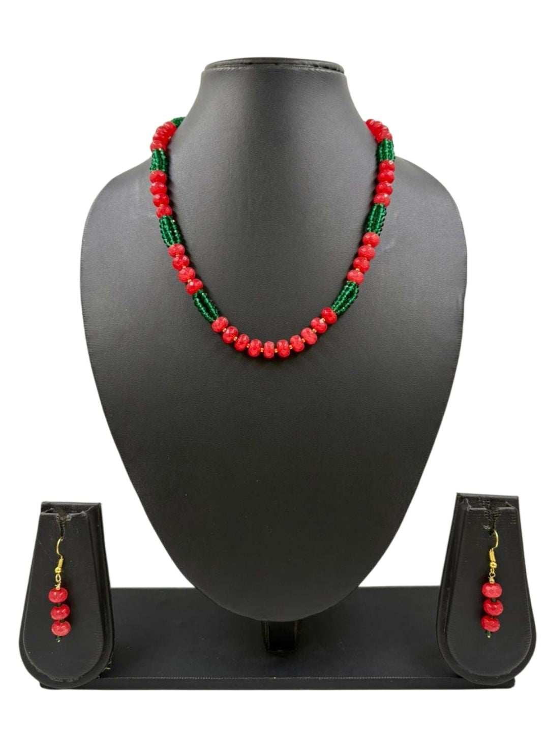 Handcrafted Single Layer Red Beads Neckace - Festive Wear Beaded Jewellery