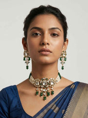 Exquisite Beaded Polki Choker Necklace Set | Statement Choker Jewellery Set