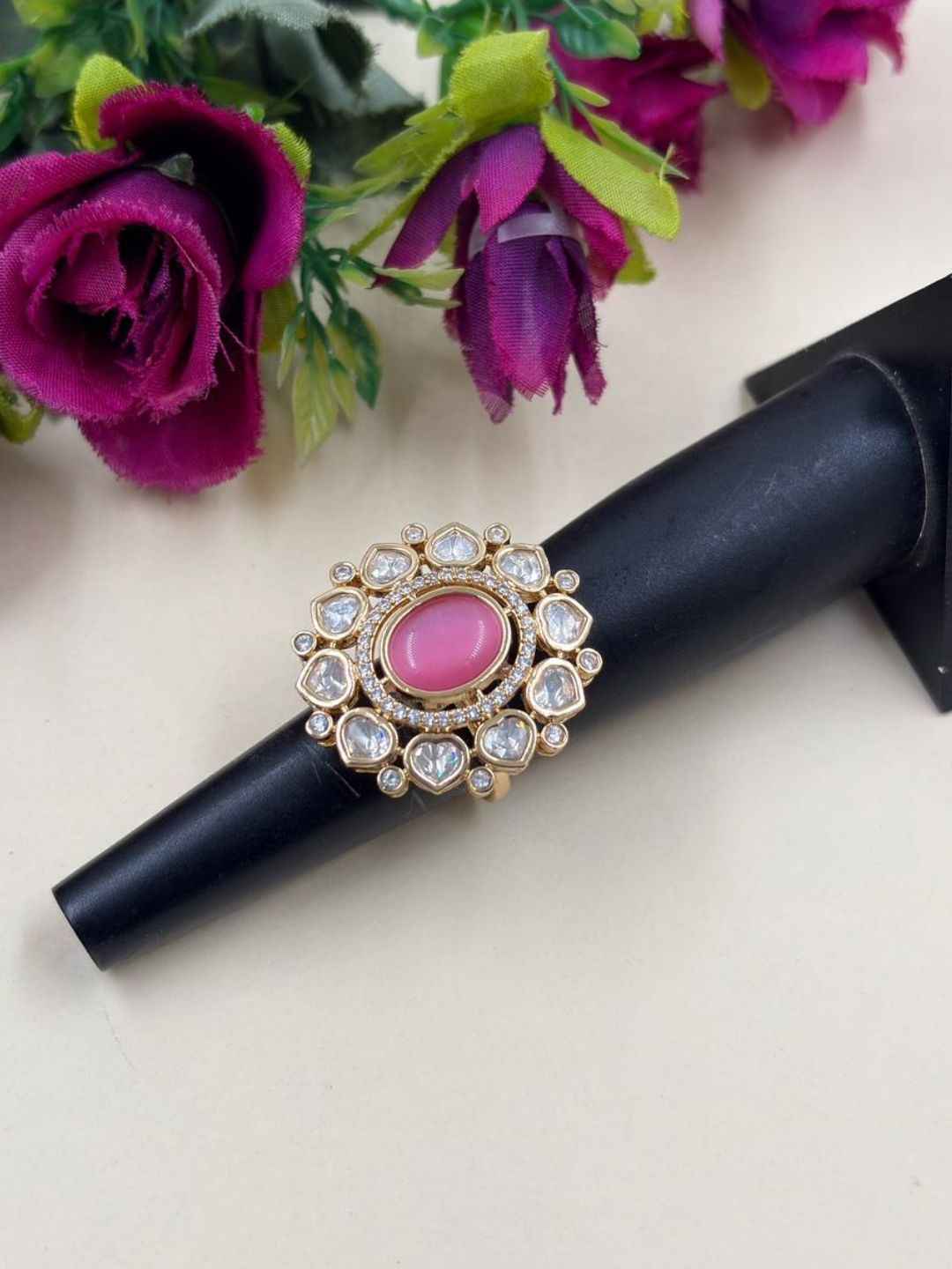 Elegant Polki Kundan Statement Adjustable Ring for Women | Ethnic Kundan Rings | Weddings & Festive Wear