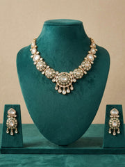 Gold Plated Green Meenakari Kundan Necklace Set  For Women - Wedding And Festive Wear