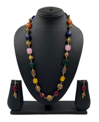 Designer Semi Precious Multi Color Jade Single Strand Beaded Necklace For Woman