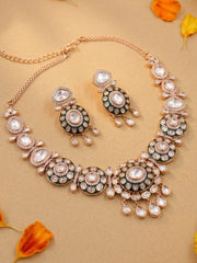 Gold Plated Green Meenakari Kundan Necklace Set  For Women - Wedding And Festive Wear