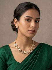 Floral Kundan Choker Necklace Set | Simple red polki Choker Set For Women