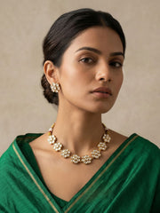 Floral Kundan Choker Necklace Set | Simple Choker Set For Women
