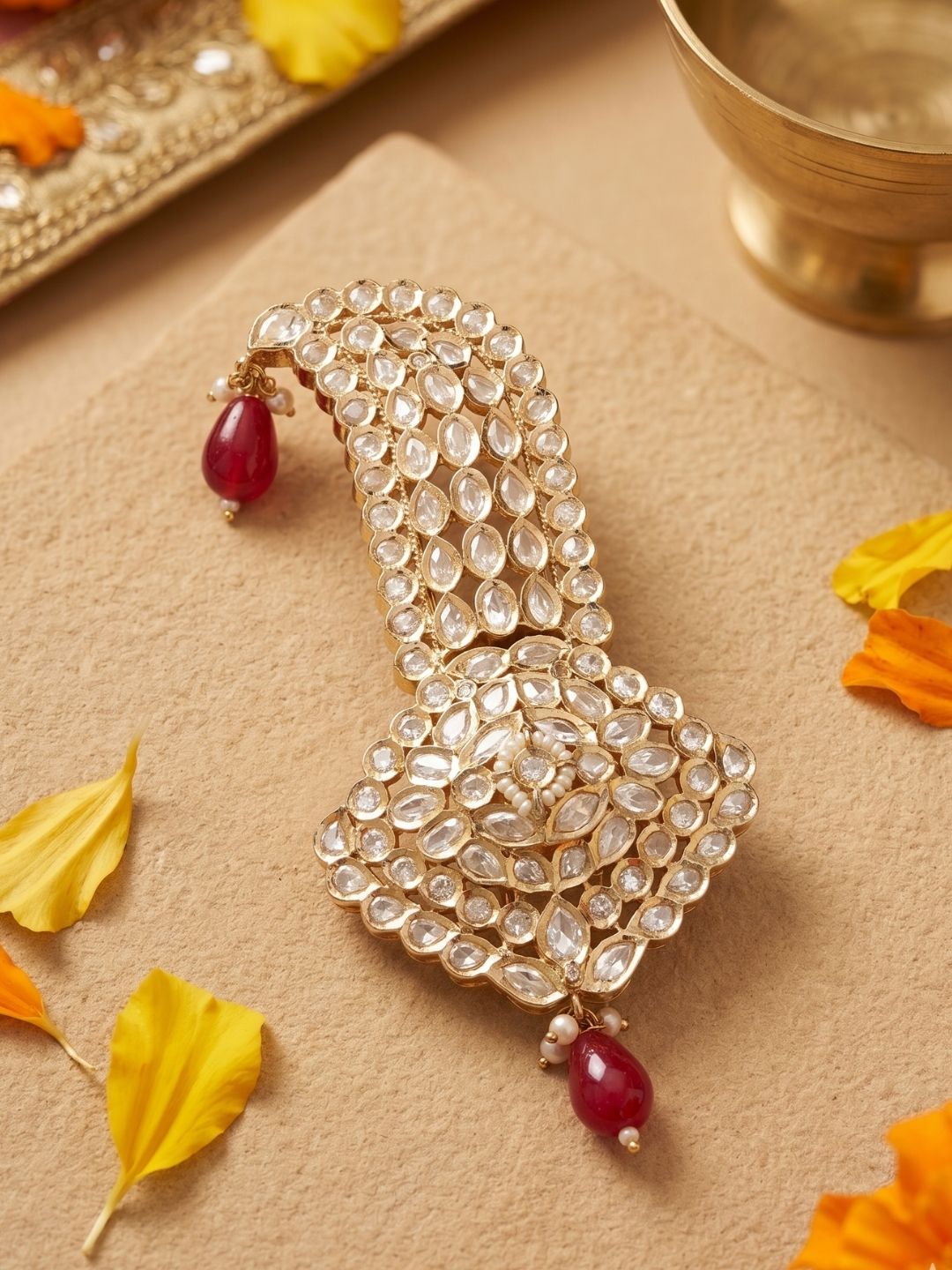 Designer red Kundan Kalangi For Groom | Royal Safa Kalgi For Turban