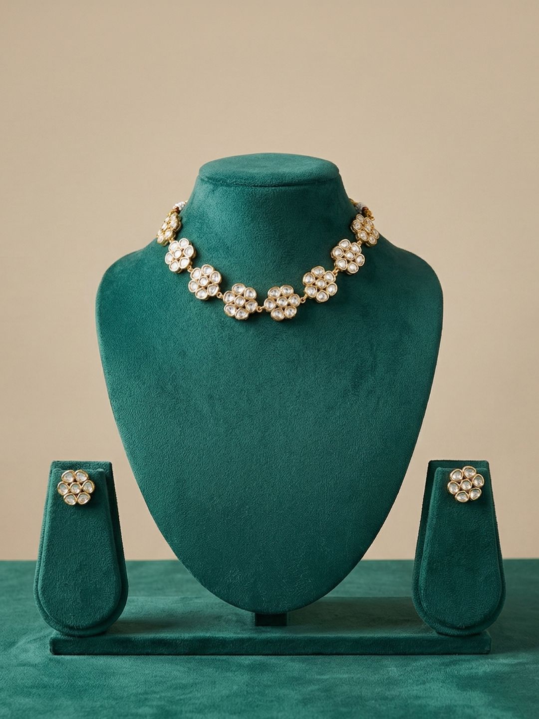 Floral Kundan Choker Necklace Set | Simple Choker Set For Women
