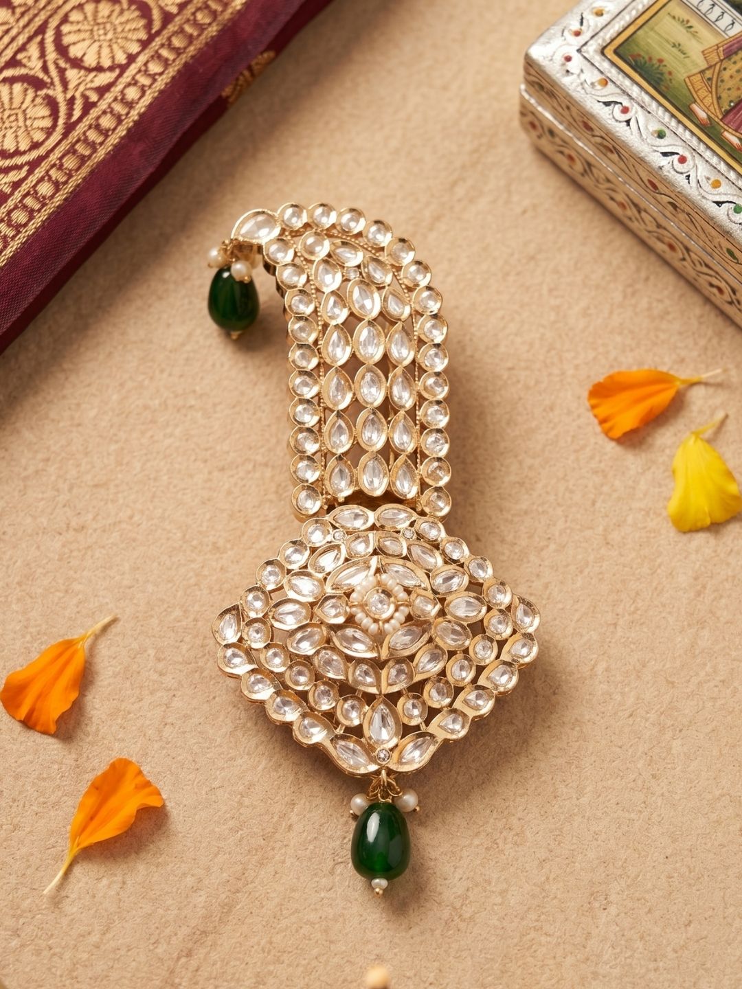Designer green Kundan Kalangi For Groom | Royal Safa Kalgi For Turban