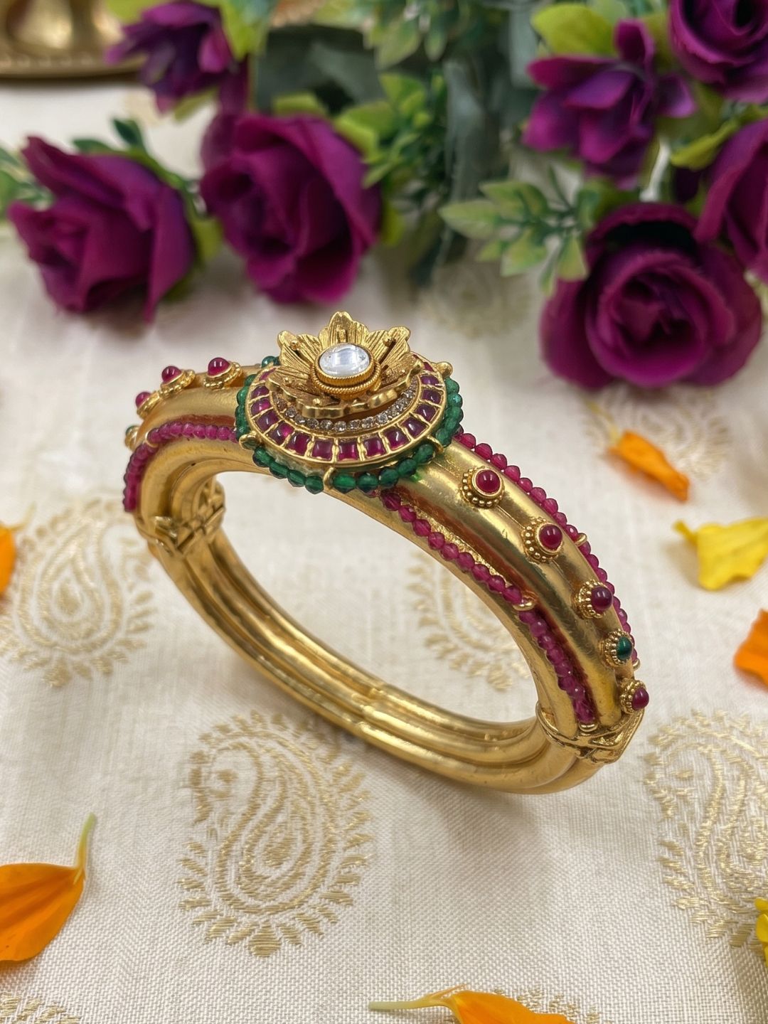 Gold Plated Golden Kada Bracelet For Women | Ethnic And Traditional Wear