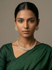 Gold Plated Elegant Polki Kundan Necklace Set | Festive And Wedding Wear Jewellery Set