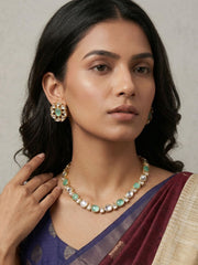 Simple And Elegant Single Line Kundan Necklace Set - Festive Kundan Jewellery