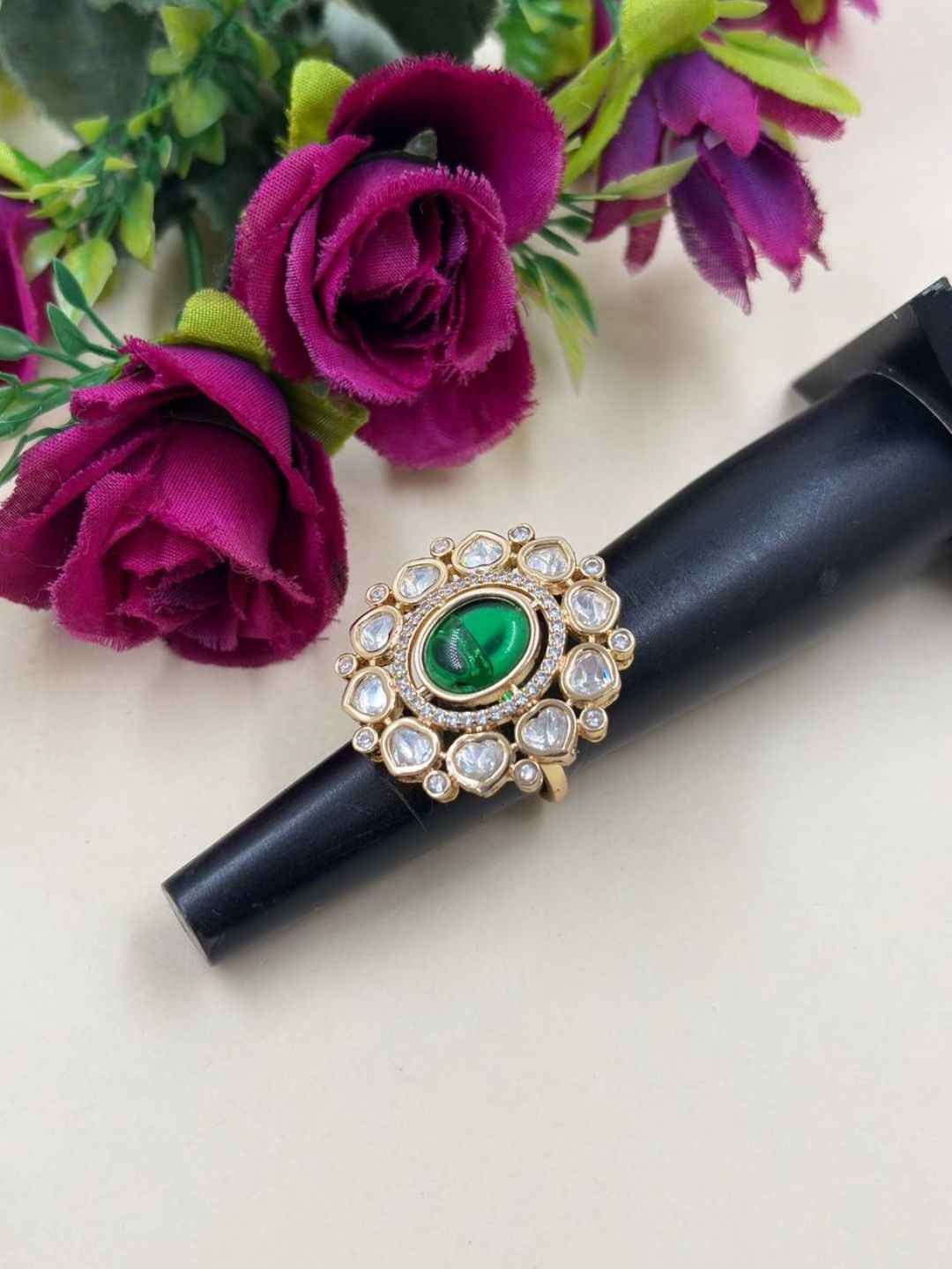 Elegant Polki Kundan Statement Adjustable Ring for Women | Ethnic Kundan Rings | Weddings & Festive Wear
