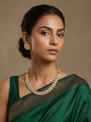 Gold Plated Elegant Polki Kundan Necklace Set | Festive And Wedding Wear Jewellery Set