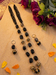 Elegant Single Layer Black Beads Necklace Set For Women | Ethnic And Traditional Wear