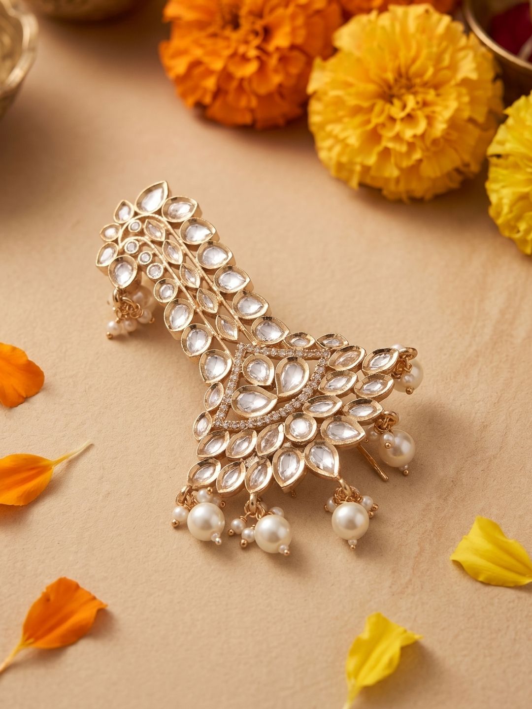 Traditional Polki Kundan Safa Kalangi For Groom | Turban Brooch For Men